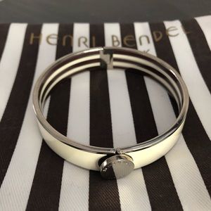 Henri Bendel white & silver Rivet bracelet bangle